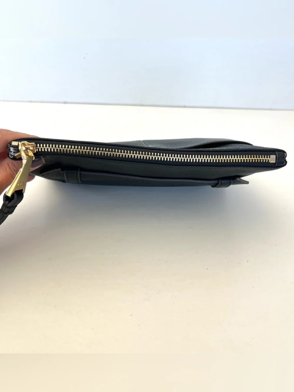 AIMEE KESTENBERG Melville Black Pebbled Leather Zipper Closure Clutch Wristlet